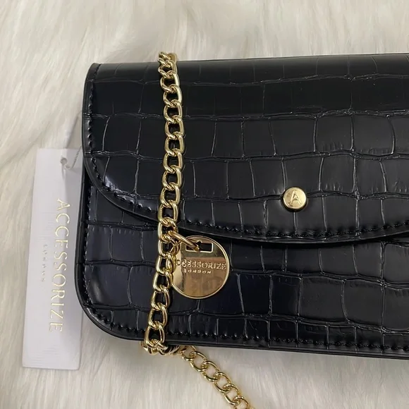 Accessorize London women's Faux Leather
Black Mini Sling Bag | NWT - Picture 9 of 17